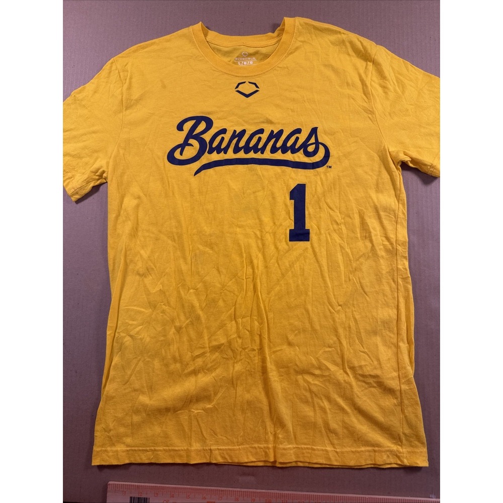 Savannah Bananas #1 Jersey T-Shirt L, Yellow Baseball evoshield Banana Ball Tee